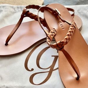 M. Gemi Treccia Flat Leather Braided Sandal sz. 36.5